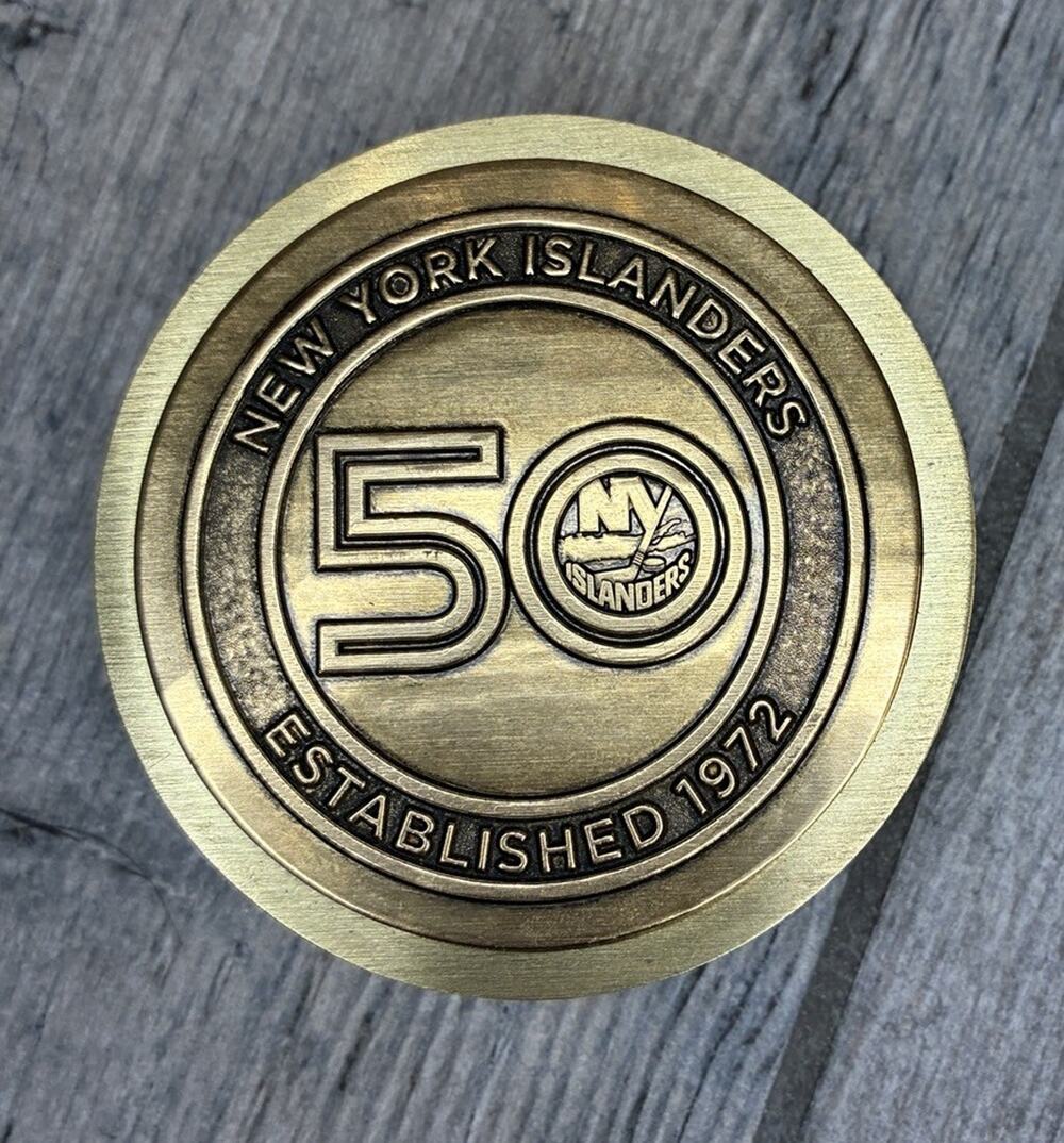NY Islanders 50th Anniversary Brass Puck 2022 Season Ticket Holder Gift 1/5000